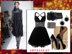 Новогодний сет: маленькое черное платье с блестящими вставками