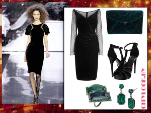 Новогодний сет: бархатное черное платье