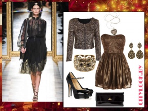 Новогодний сет: блестящее платье бронзового цвета и жакет
