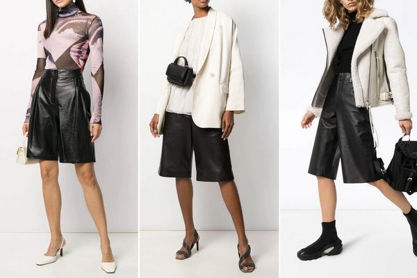 С чем носить кожаные шорты-бермуды: 9 стильных зимних образов